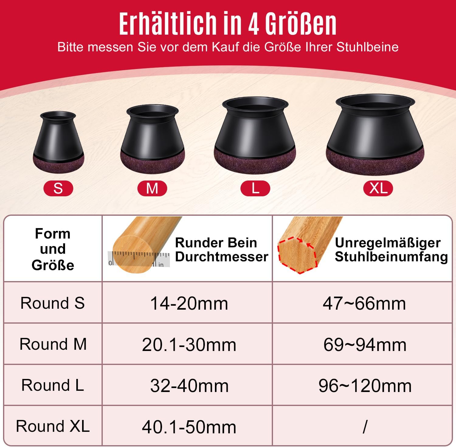 Detalle 2 de OCONDA Stuhlbeinkappen 24 Stück