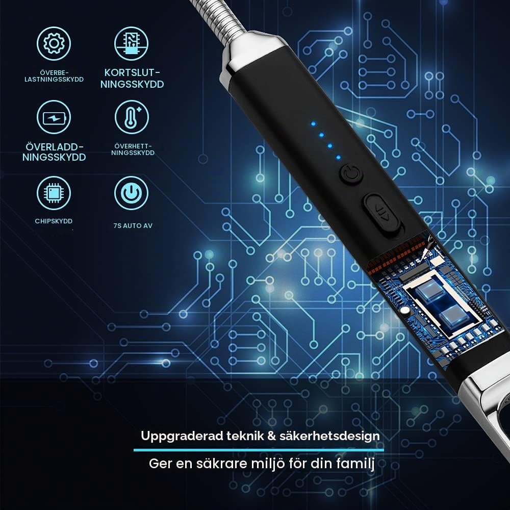 Detalle de SUPRUS SDE-K10-Black bågtändare, USB-laddningsbar med böjbar hals