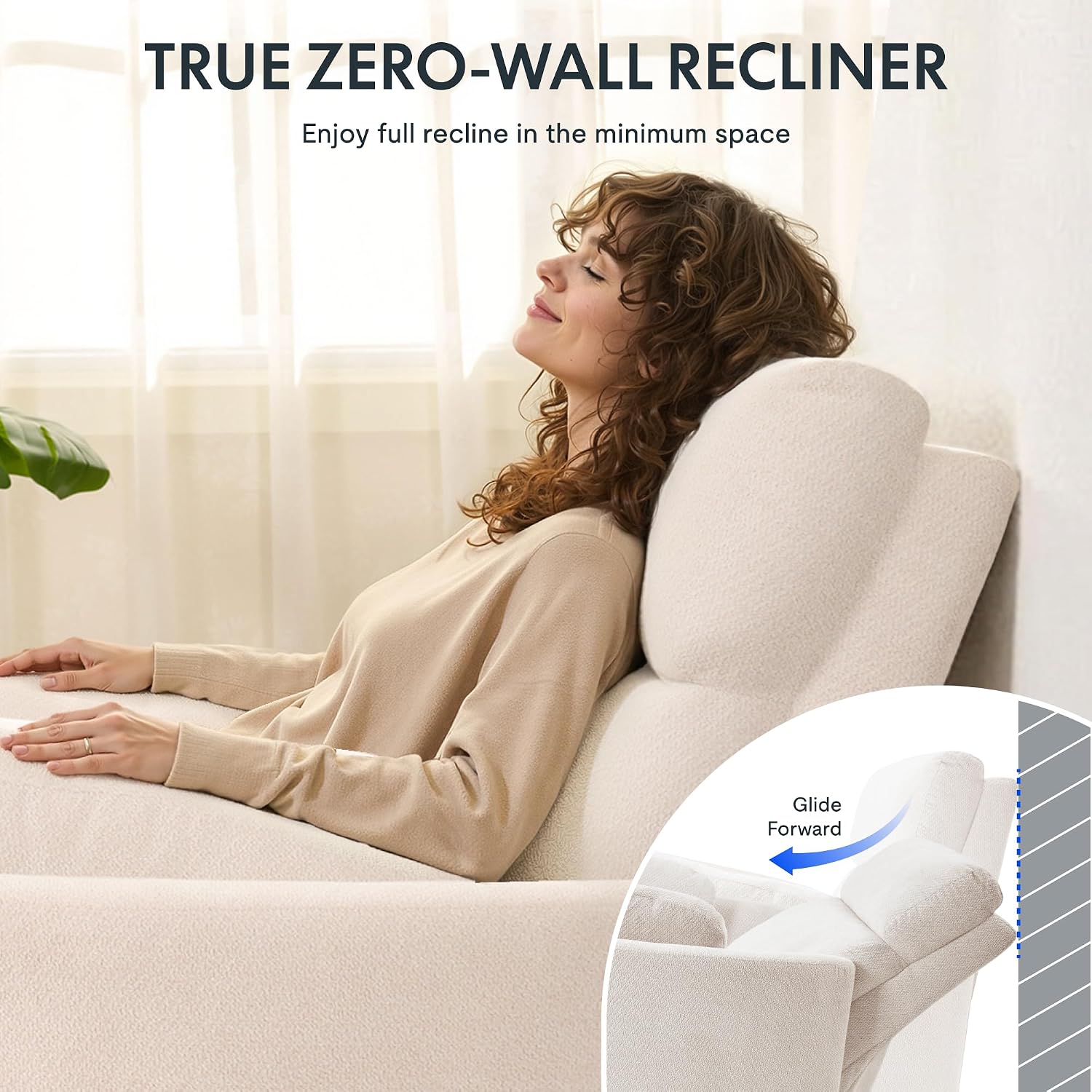 Thumbnail 5 de FLEXISPOT Oversized Power Recliner Chair (Mochi) – Extra Wide 54" Zero-Wall, USB & Type-C, Plush Chenille