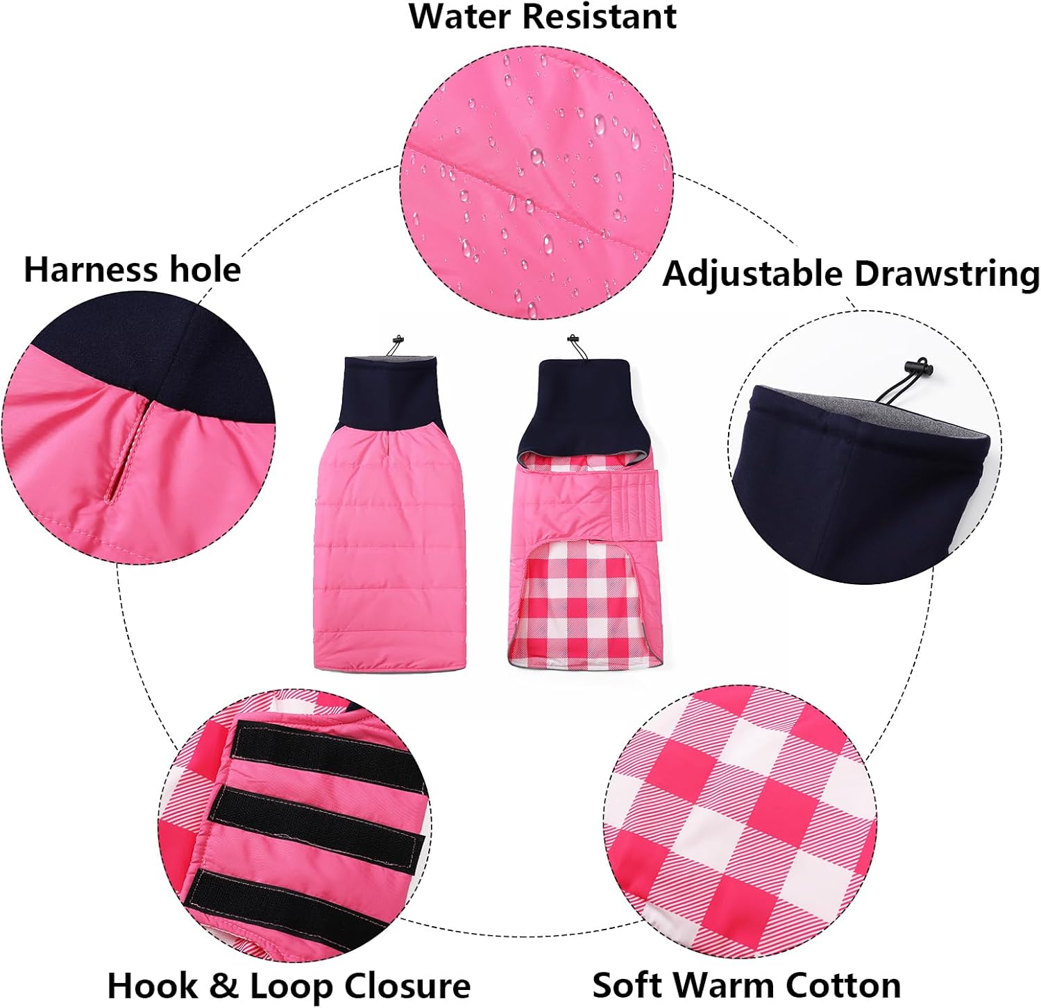 Thumbnail 4 de Morezi Dachshund sausage dog coat (reversible) with padded lining and high collar – Pink – S