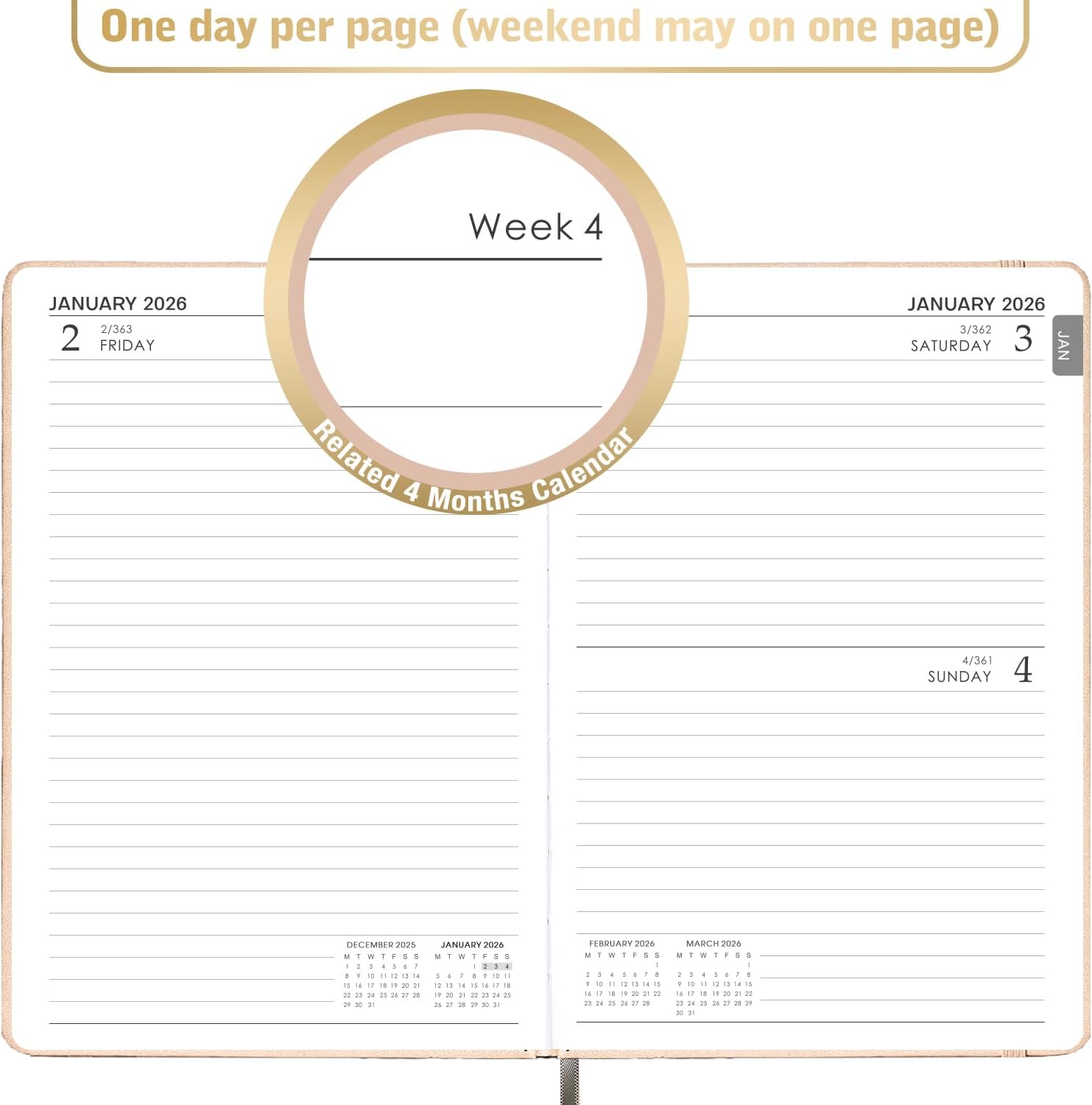 Thumbnail 2 de Indeme Diary 2026 A5 day‑per‑page planner 📔
