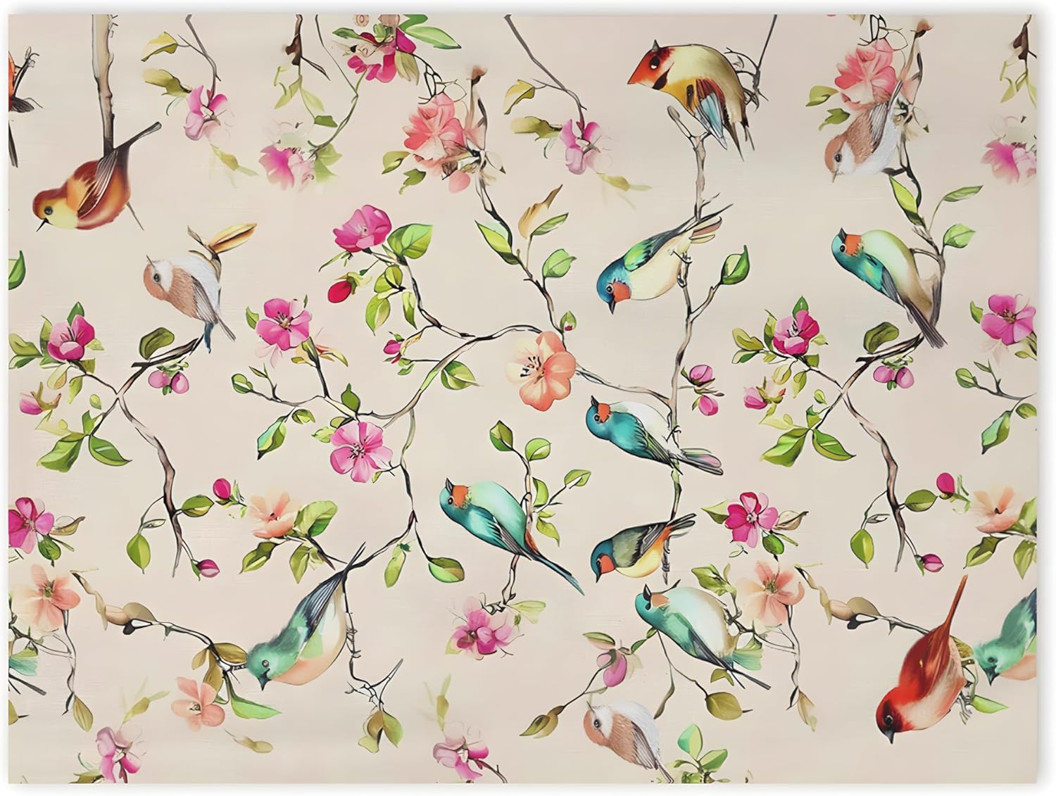 Detalle de artslion Rectangle 60x84in Tablecloth – Birds on Branches, Wipe-Clean Outdoor Cover