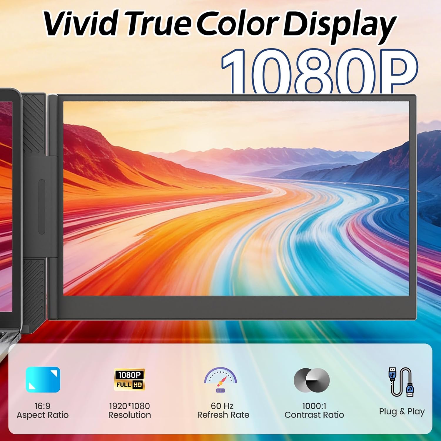 Thumbnail 1 de Teamgee Laptop Bildschirm-Erweiterung FHD 15,6 Zoll (Ultra schlank, Plug & Play, IPS) – für Triple-Display unterwegs