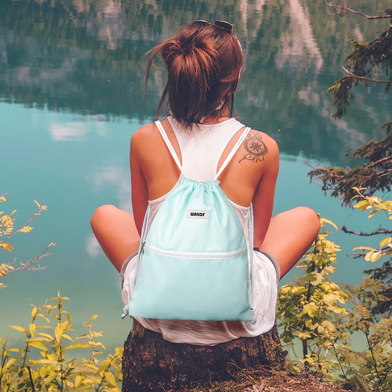 Thumbnail 4 de WANDF Sac de sport à dos pliable avec cordon réglable et poche extérieure