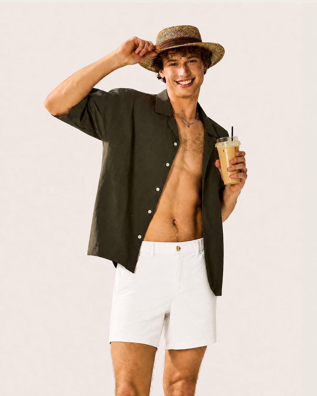 Detalle de Maamgic Men's Classic-fit 5.5" Cotton Casual Shorts with Elastic Waistband