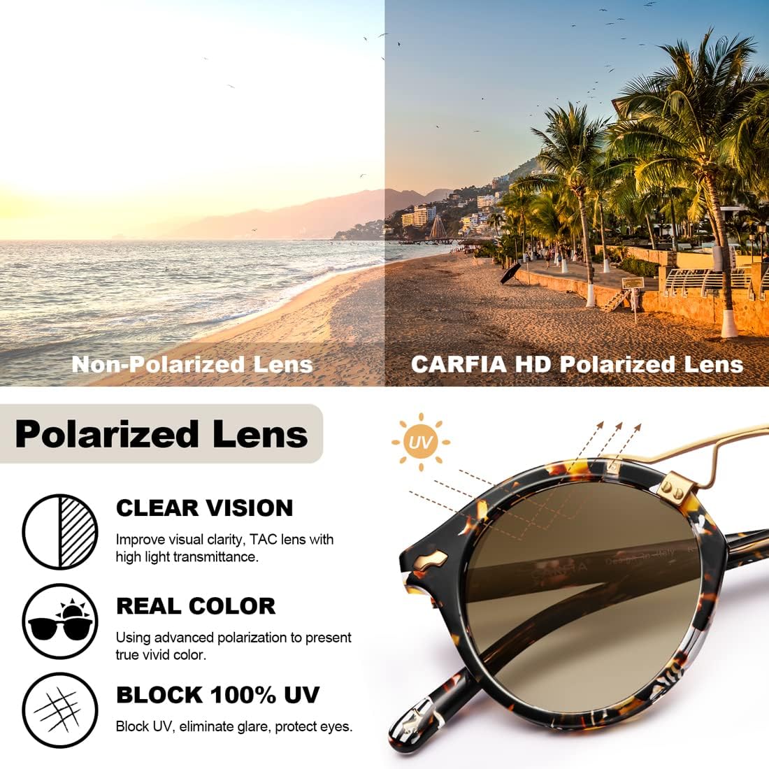 Thumbnail 4 de Carfia CA5395 Round Polarised Sunglasses