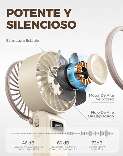 Detalle de Diveblues Ventilador de Mano Turbo Portátil 4‑en‑1 | 7,4 m/s, USB-C, 3600 mAh