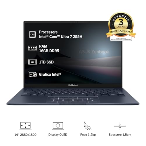 Thumbnail 1 de ASUS Zenbook 14 UX3405CA#B0GN3BNF1C: OLED 14” con 120 Hz, CPU Ultra 7 e 1 TB SSD