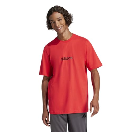 Thumbnail 1 de adidas Men’s Essentials Linear Single Jersey Shirt, Pure Ruby/Black, XXL