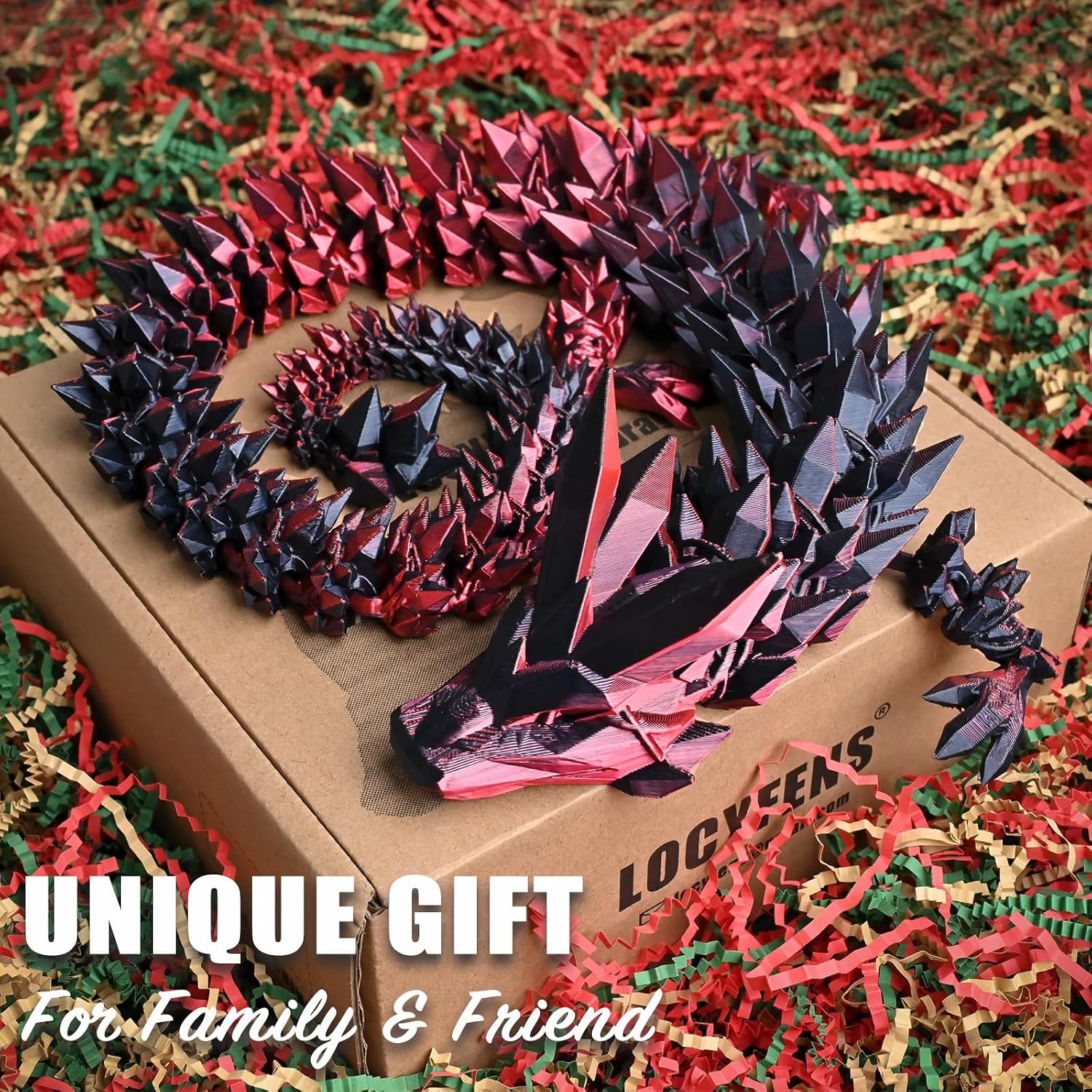 Detalle de LOCYFENS 30 Inch Large 3D Printed Dragon: Flexible 76cm Fidget Toy and Desk Decor