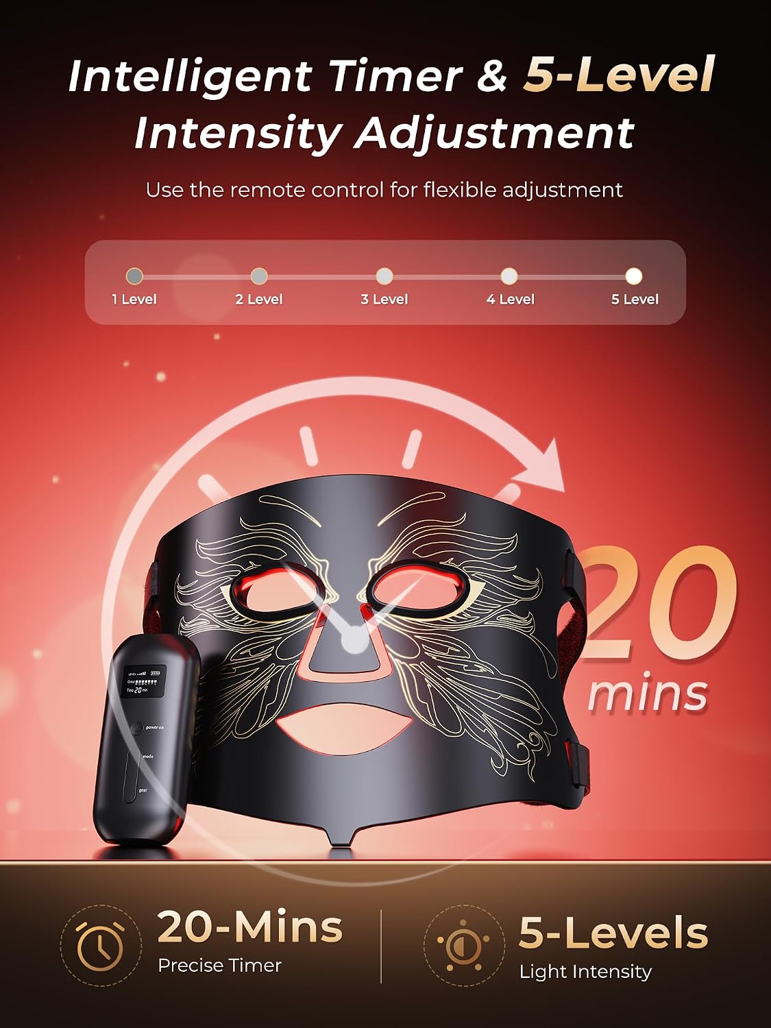 Thumbnail 5 de 7-in-1 Red Light Therapy Mask for Face & Neck (324 LEDs) with Skin-Friendly Silicone