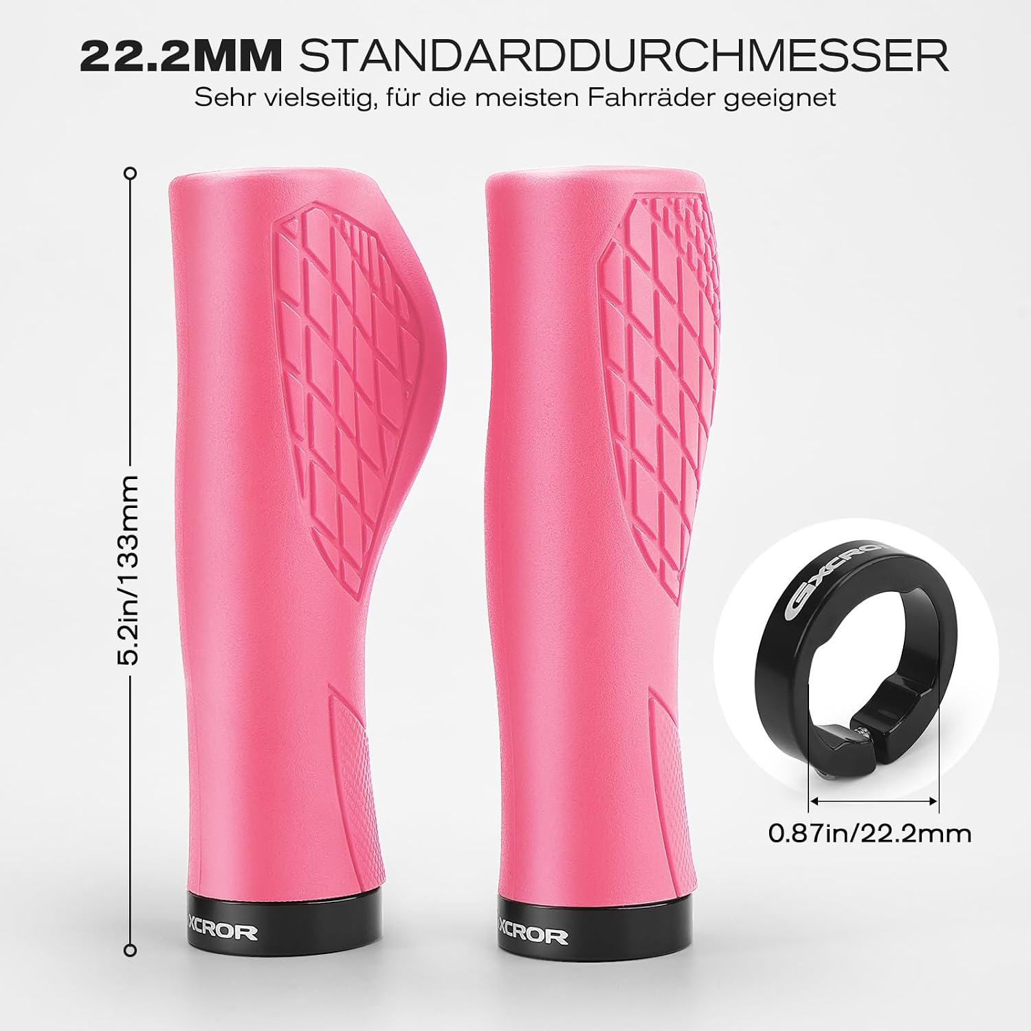 Detalle de GXCROR ergonomische Fahrradgriffe für 22,2 mm Lenker (Anti-Rutsch, Dual Lock) – für MTB, Trekking & Rennrad