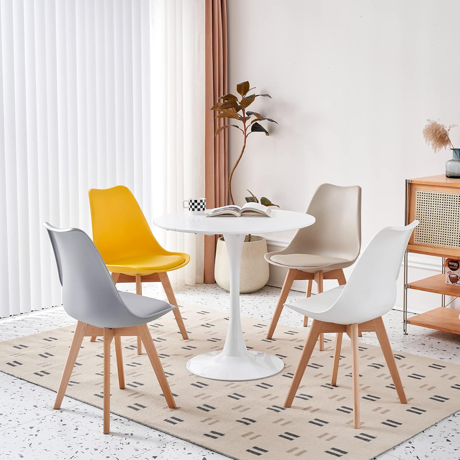 Thumbnail 6 de BenyLed ronde eettafel 80 cm met wit MDF-blad en tulpenvoet