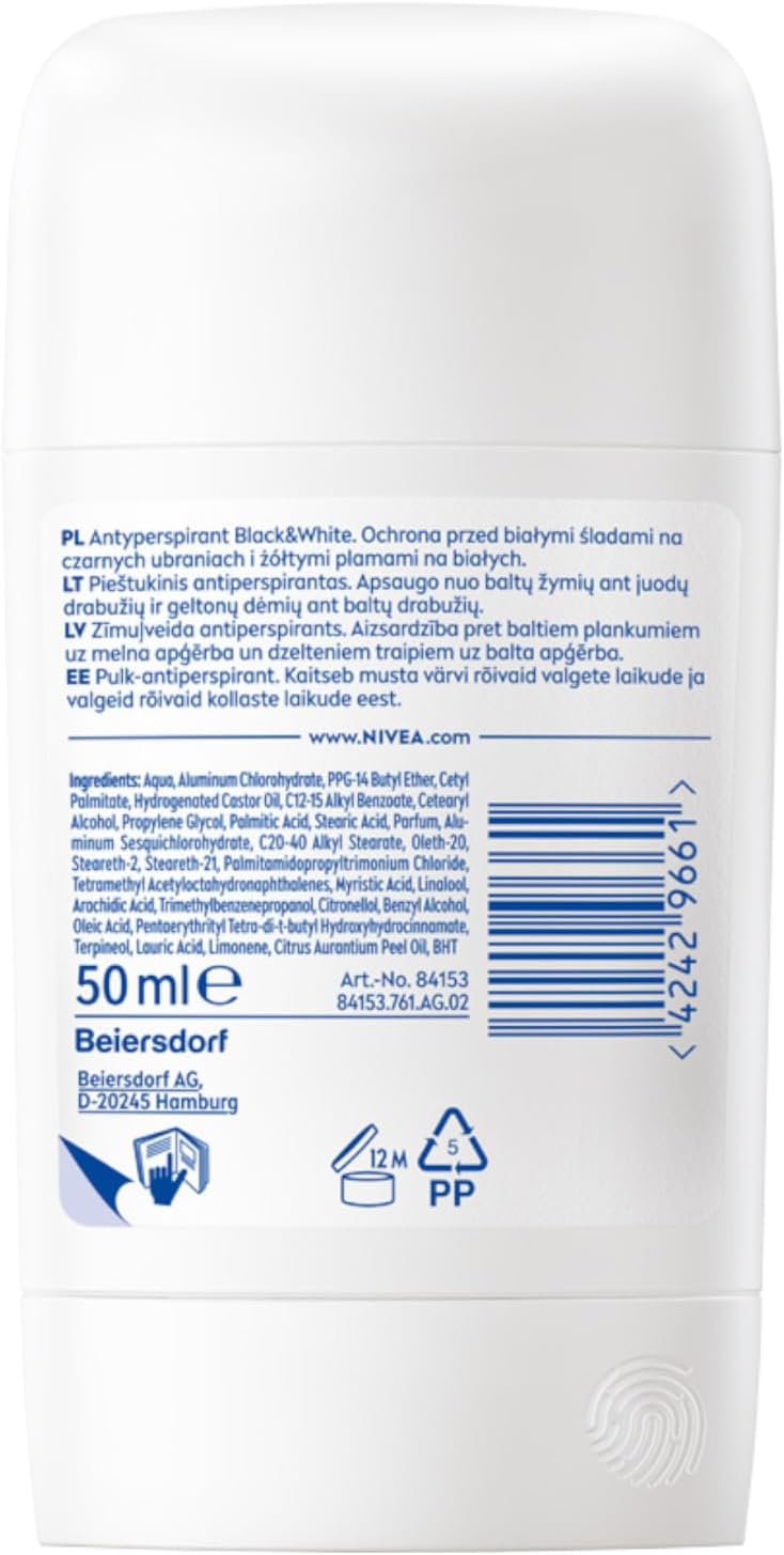 Detalle de NIVEA Antitraspirante in stick trasparente bianco e nero – 50 ml