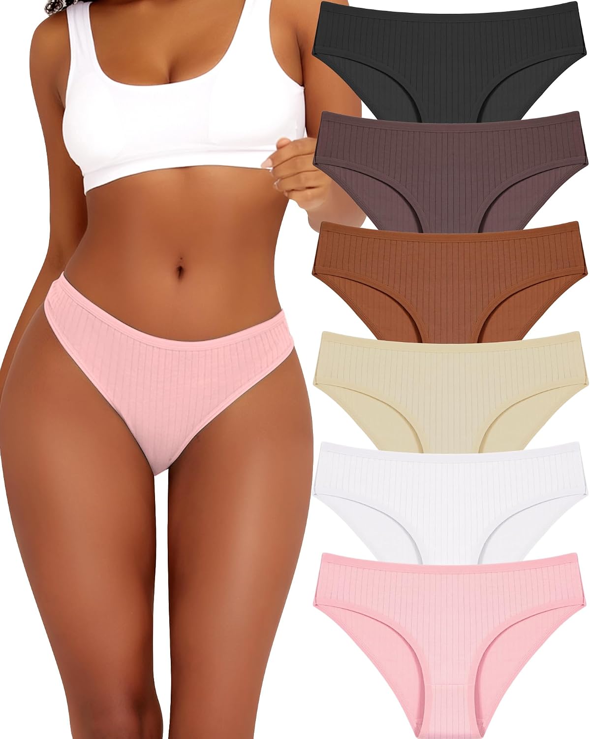 Detalle de BeReady Confezione da 6 Mutande da Donna in Cotone Elasticizzato – Hipster, Comfort e Traspirabilità