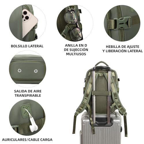 Thumbnail 4 de 1990s Mochila cabina expandible 40x25x25 Verde Militar