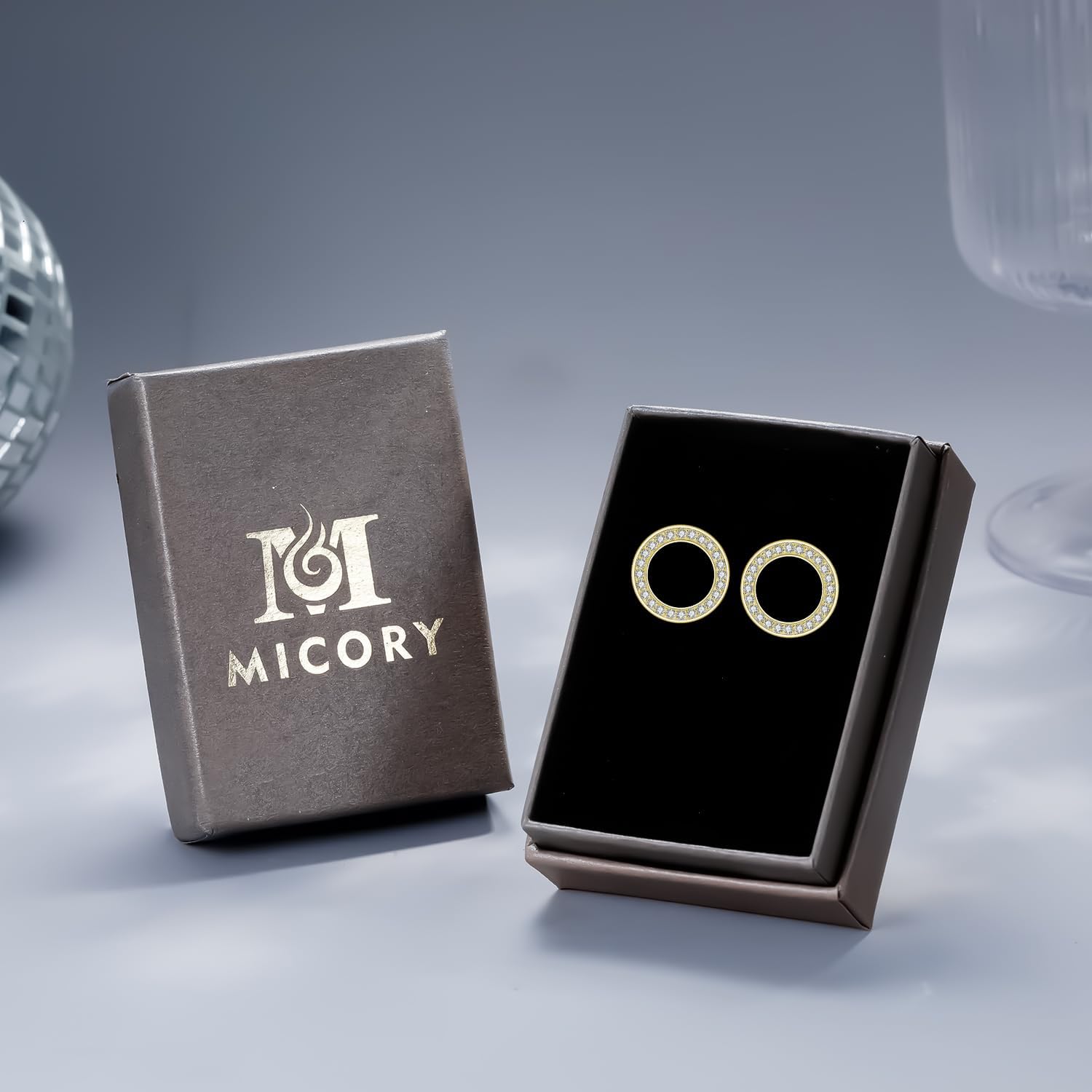 Thumbnail 6 de Micory Schwarz Ohrringe Silber 925 mit Zirkonia – hypoallergene Ohrstecker