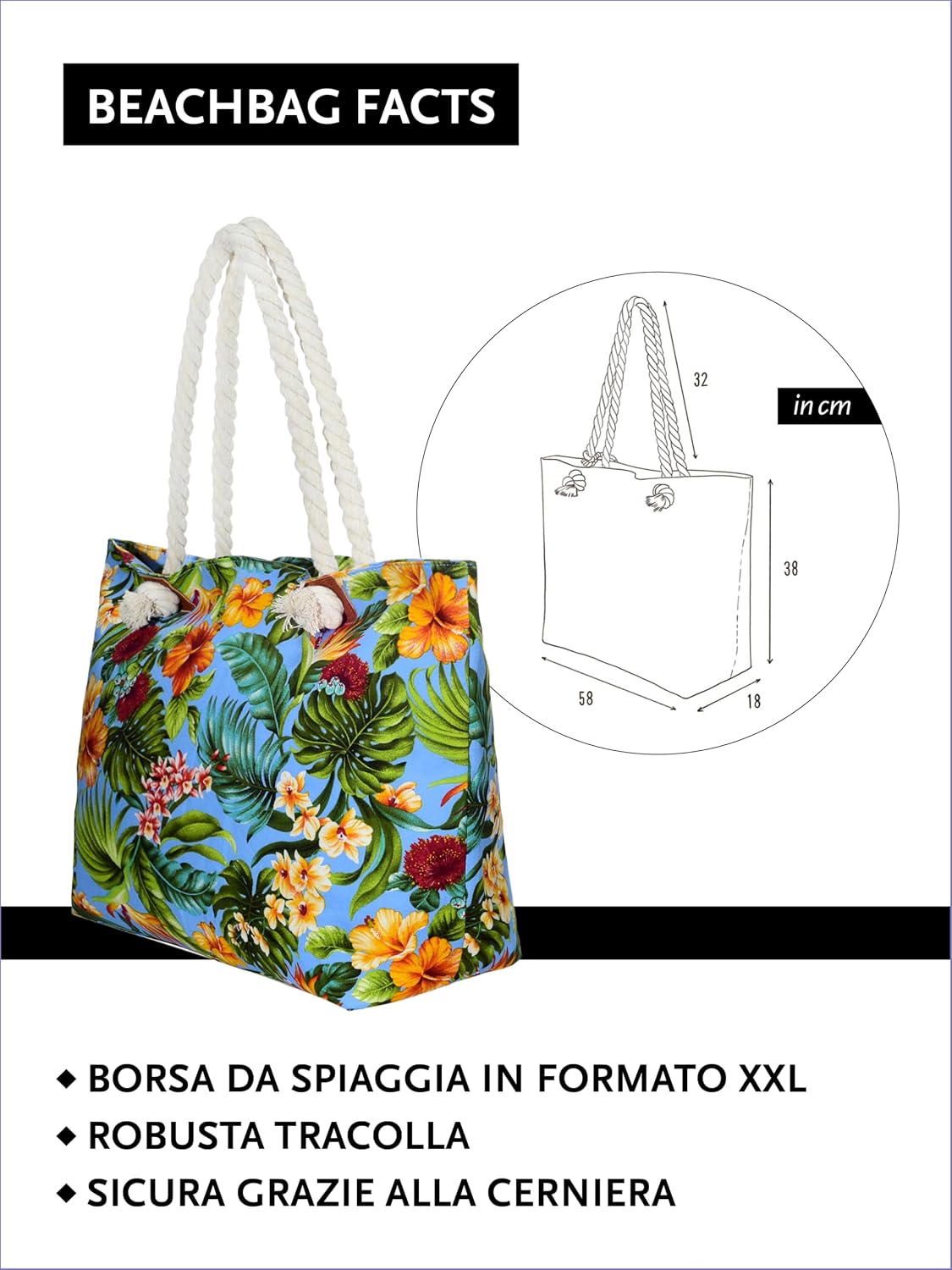 Thumbnail 1 de DonDon Borsa da spiaggia grande 58 x 38 x 18 cm