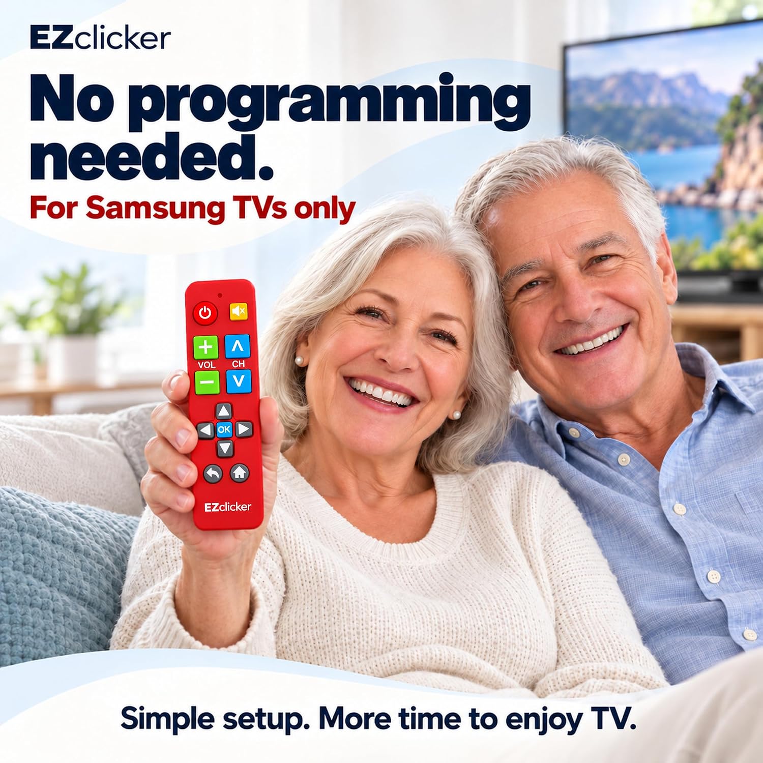 Detalle 2 de Samsung Replacement TV Remote (Red) with Big Buttons for Samsung TVs Only