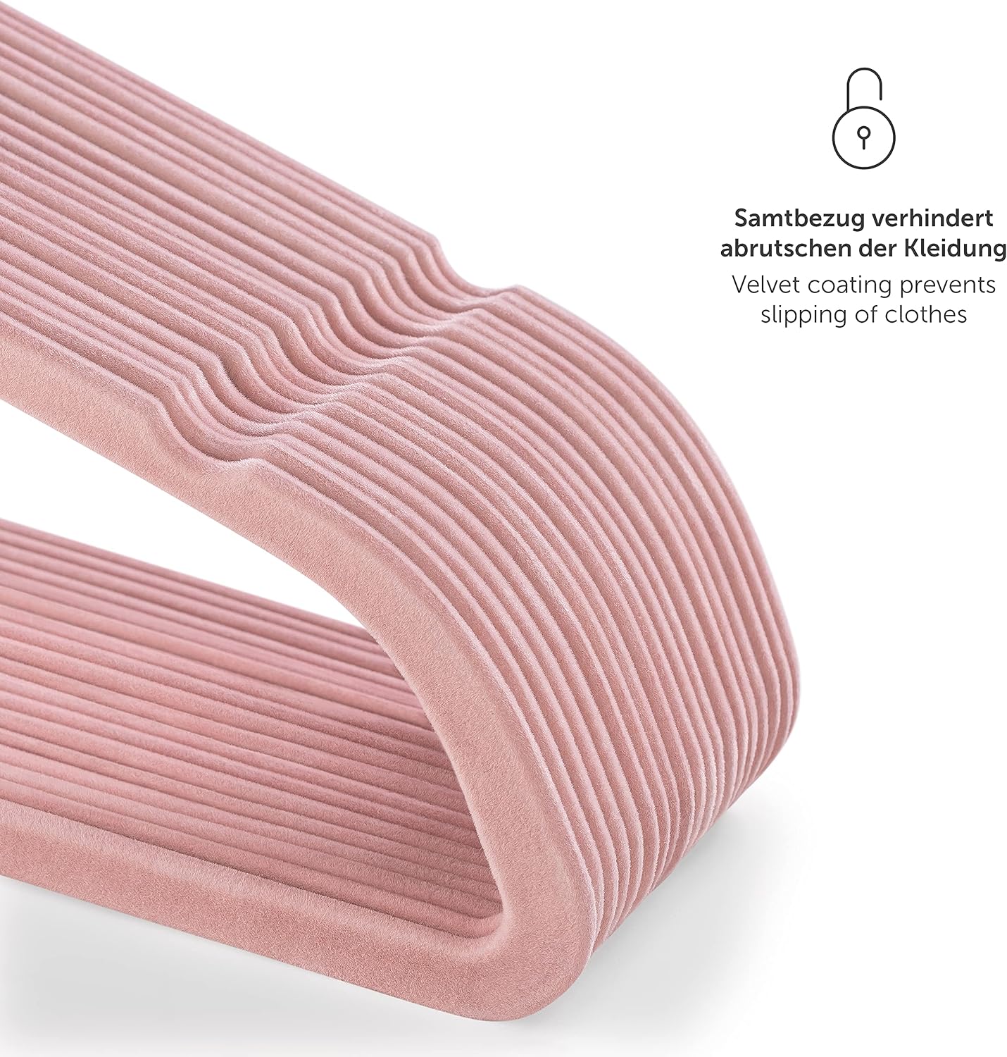 Thumbnail 1 de Blumtal sammetsgalgar, 20-pack med 360° vridbar krok och halkskydd, rosa