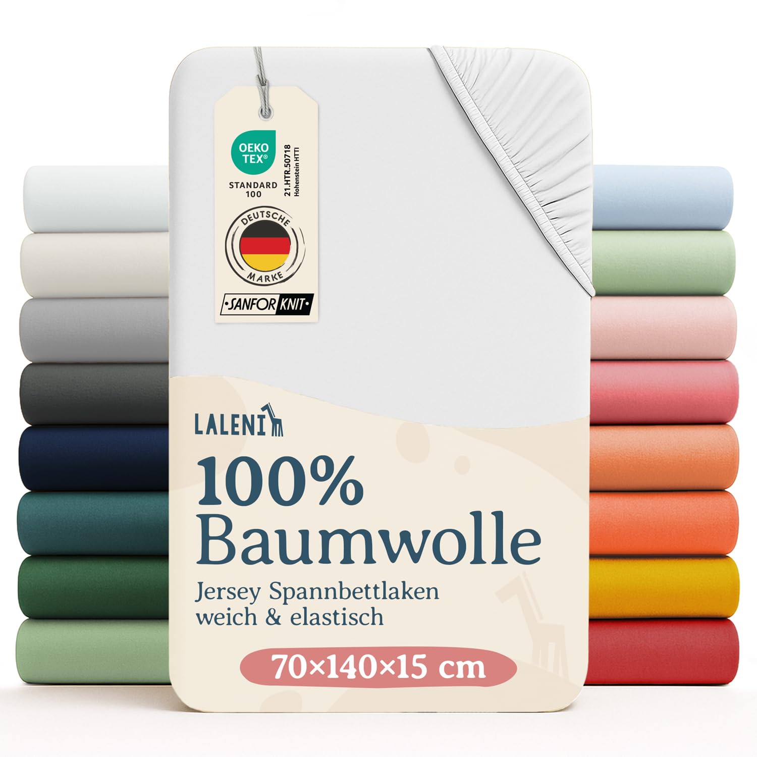Detalle de Laleni Spannbettlaken 70x140 Jersey 2er Set