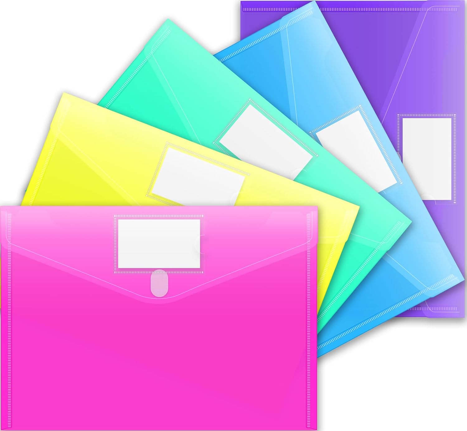Detalle de Sooez SZA1310 File Folders, 5-Pack Letter/A4 Poly Envelopes with Label Pockets