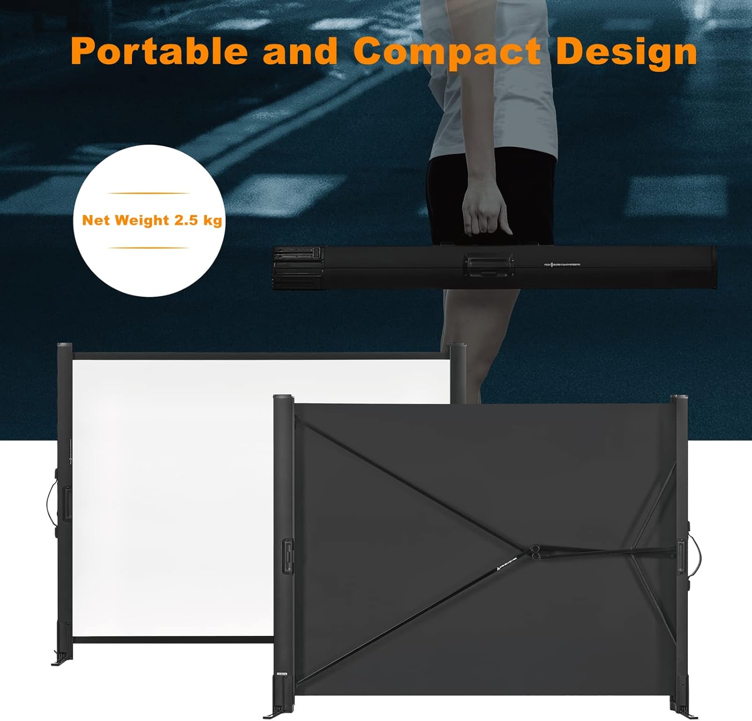 Detalle 2 de Portable Projector Screen with Stand — 50 Inch, 4:3, Outdoor-Ready, Lightweight and Retractable