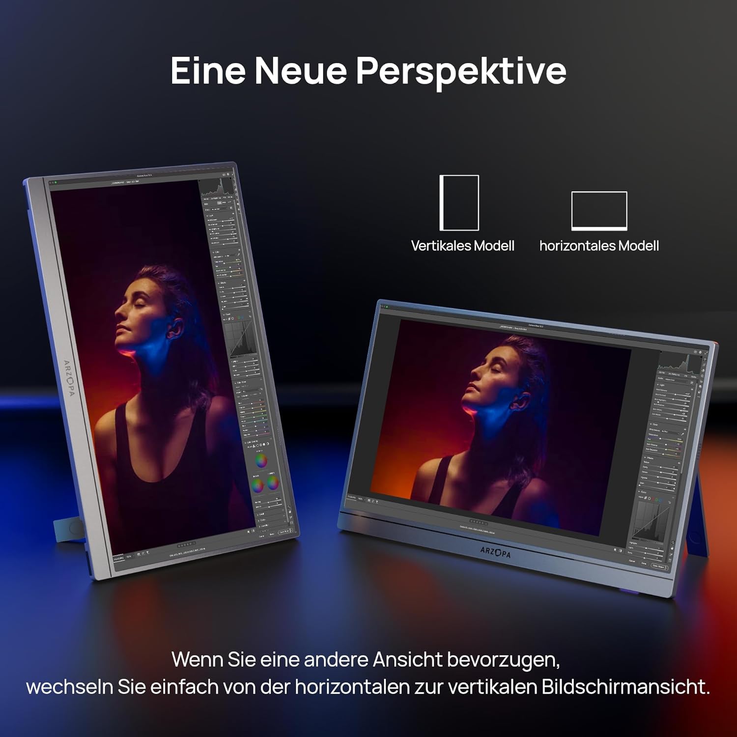 Thumbnail 3 de ARZOPA 16,1 Zoll Tragbarer Monitor – 100% sRGB, FHD, HDR, IPS, Space Grau