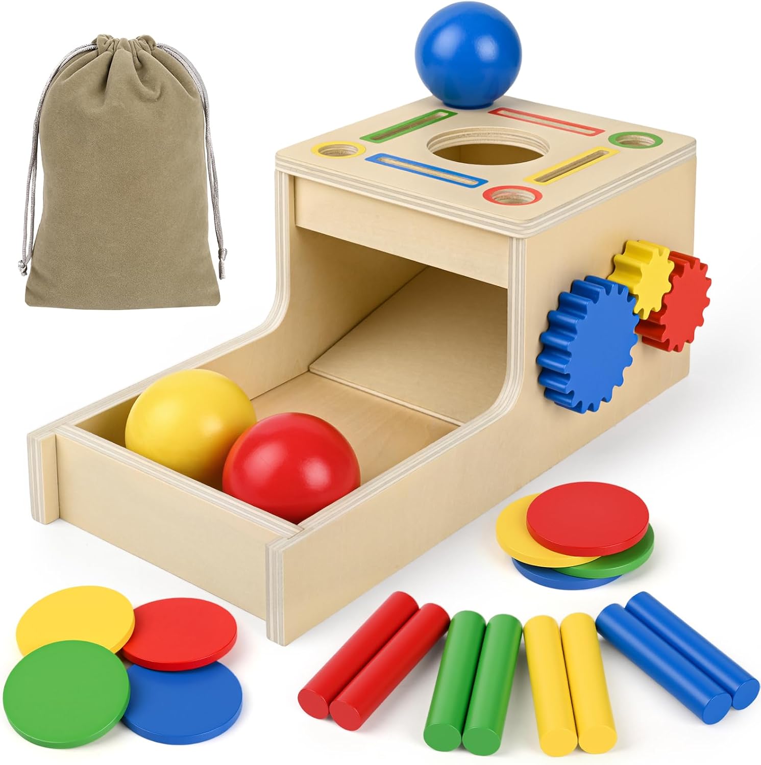 Detalle de BoxNoble Montessori Object Permanence Toy, Wooden