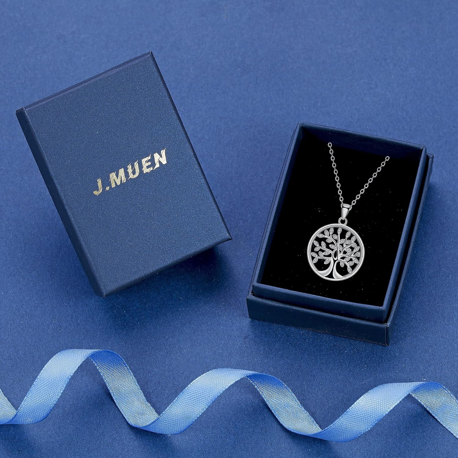 Thumbnail 6 de J.MUEN Lebensbaum Halskette für Damen – 925 Sterling Silber, Lebensbaum-Anhänger