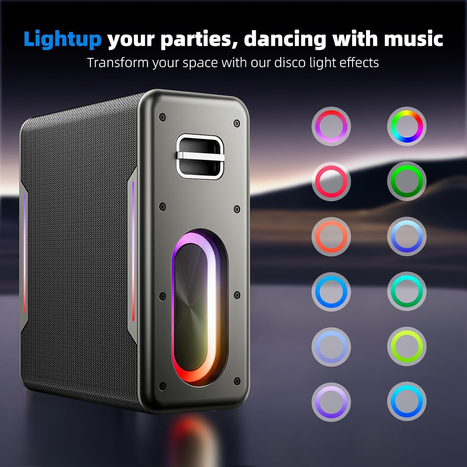 Thumbnail 5 de Myscenetang KM20 Portable Karaoke Machine with 2 Wireless Mics and LED Lights
