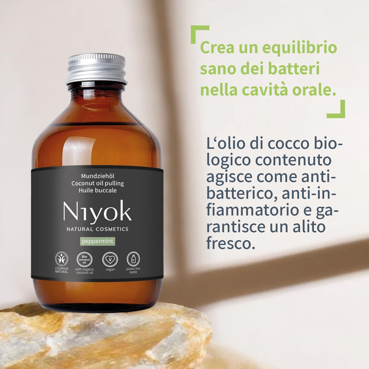 Detalle de Niyok Olio per oil pulling bio Menta Piperita 200 ml – crema naturale per igiene orale