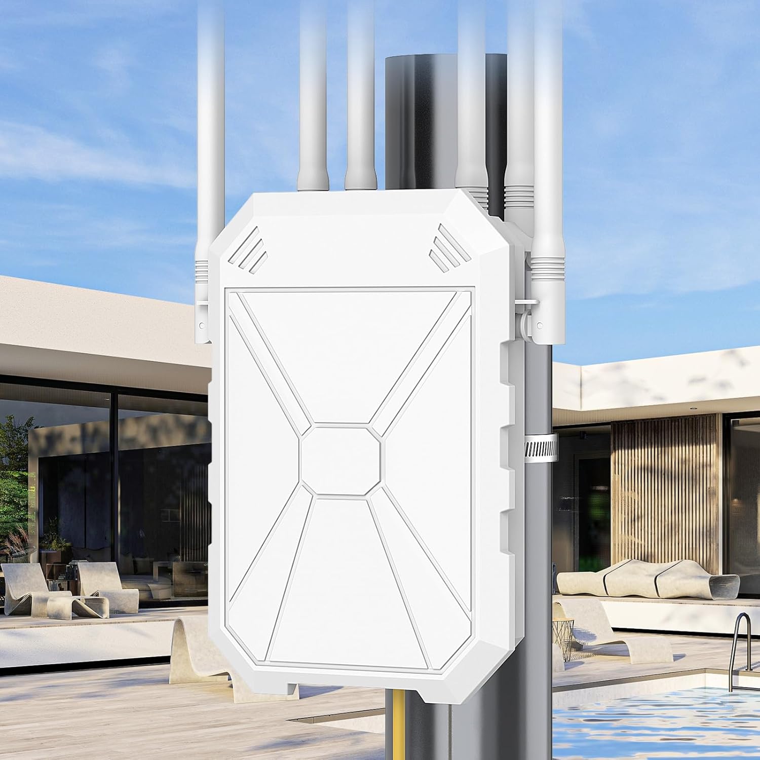 Detalle de AX1800 Outdoor WLAN Repeater – Dualband-WLAN mit 6 Antennen, IP67‑Wetterfest und PoE-Unterstützung