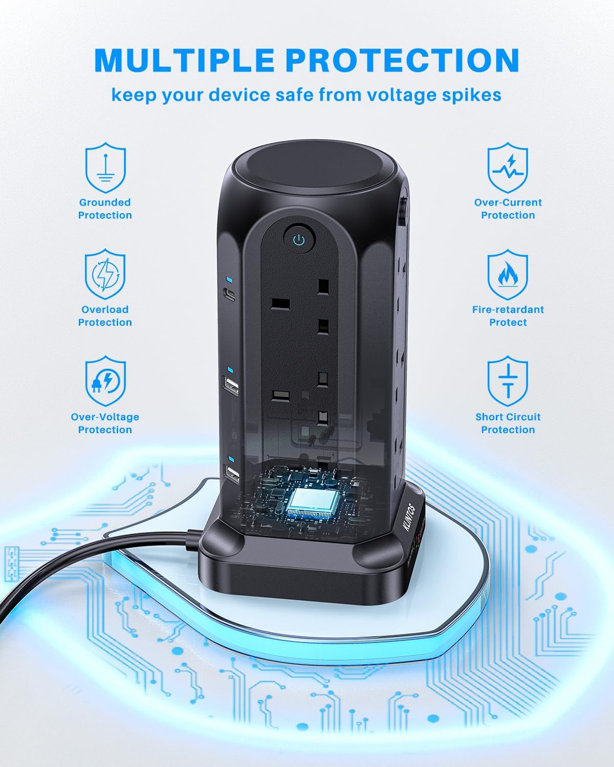 Thumbnail 4 de Tower Extension Lead 12-Way 2M, 3250W surge protector 🔌