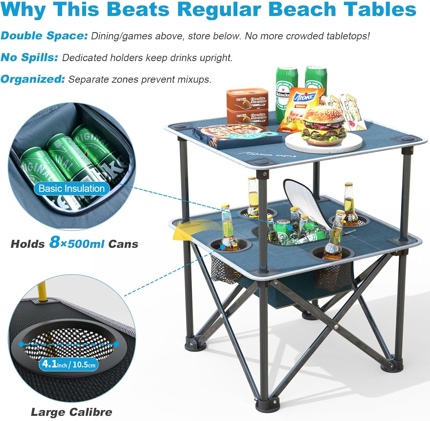 Thumbnail 5 de ARMOR CASTLE Folding Beach Table: Compact, Insulated Beach & Camp Table