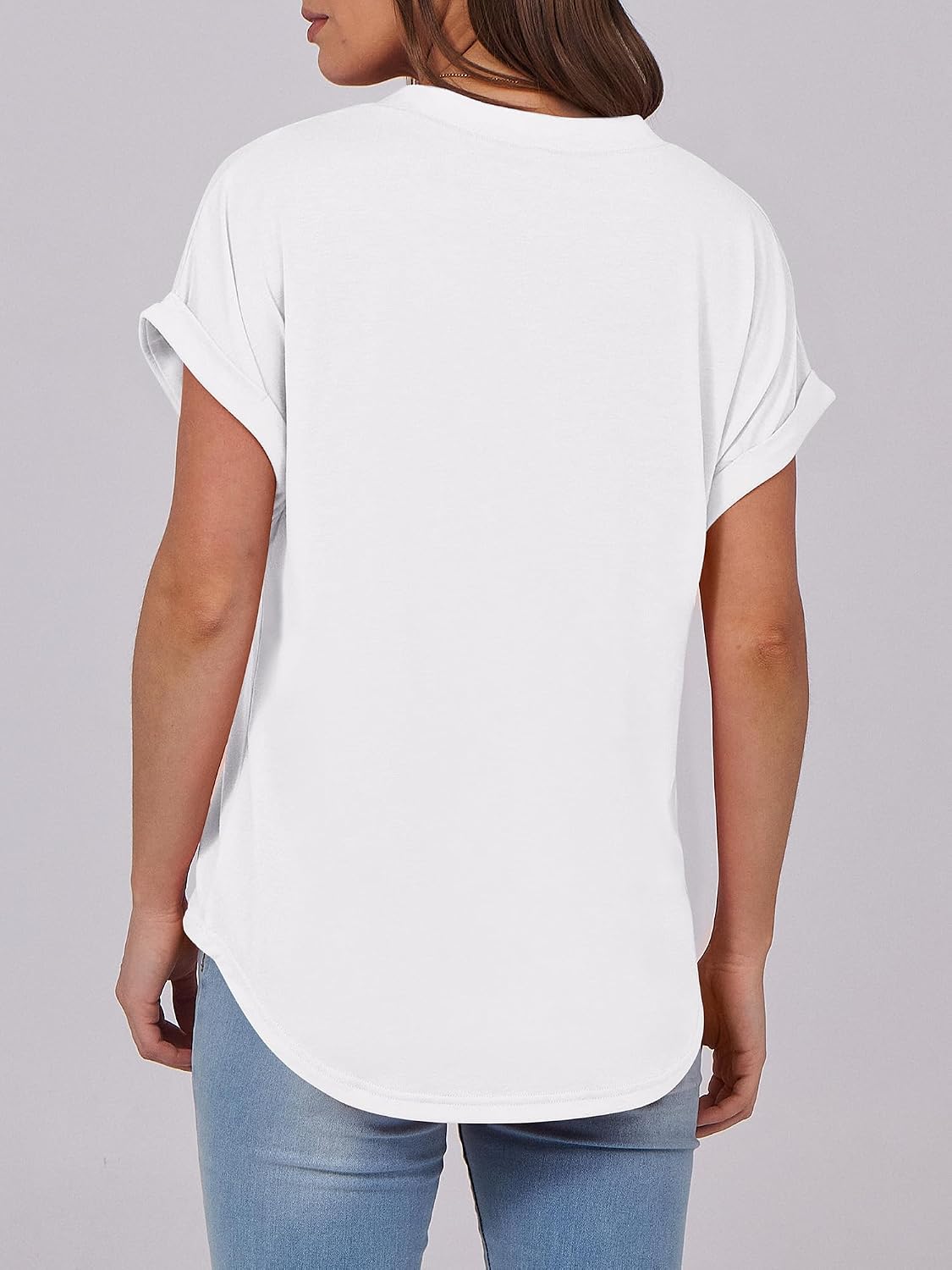 Detalle de ANRABESS Women's Short Sleeve Henley Tops with V-Neck — Dressy Casual Blouses for Summer