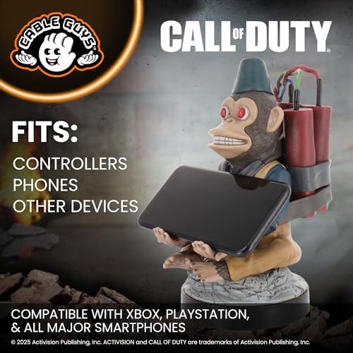 Detalle de Cableguys Call of Duty Monkey Bomb soporte para mando y móvil (figura con sujeción)