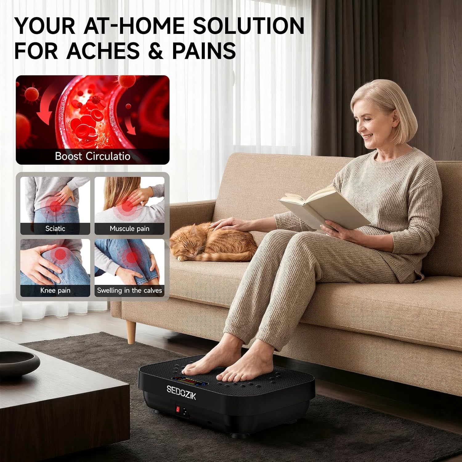 Thumbnail 2 de SEDOZIK Vibration Plate Exercise Machine (450 lb Capacity) with Bluetooth, 120 Speeds & Resistance Bands