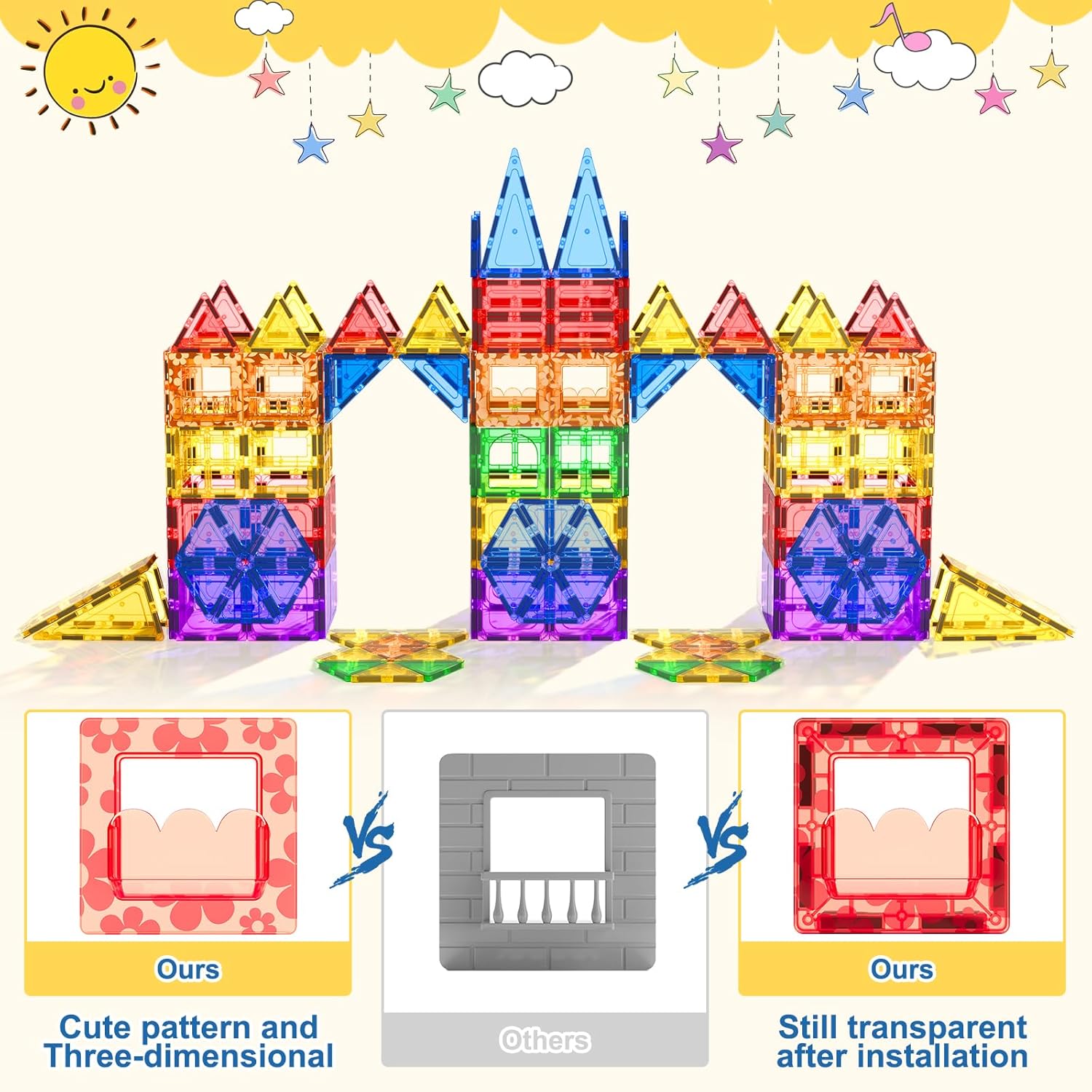 Detalle de Coodoo 60-piece Magnetic Tiles STEM Toy 🧩