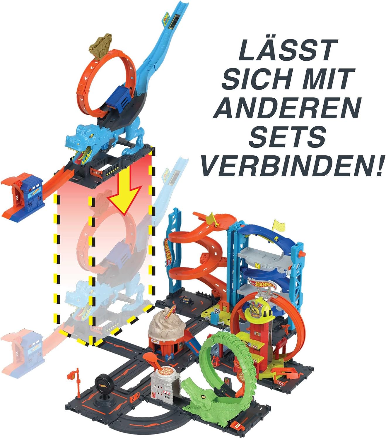 Thumbnail 6 de Hot Wheels Autorennbahn T-Rex Angriff – Geschicklichkeits- und Timing-Spielspaß mit Looping