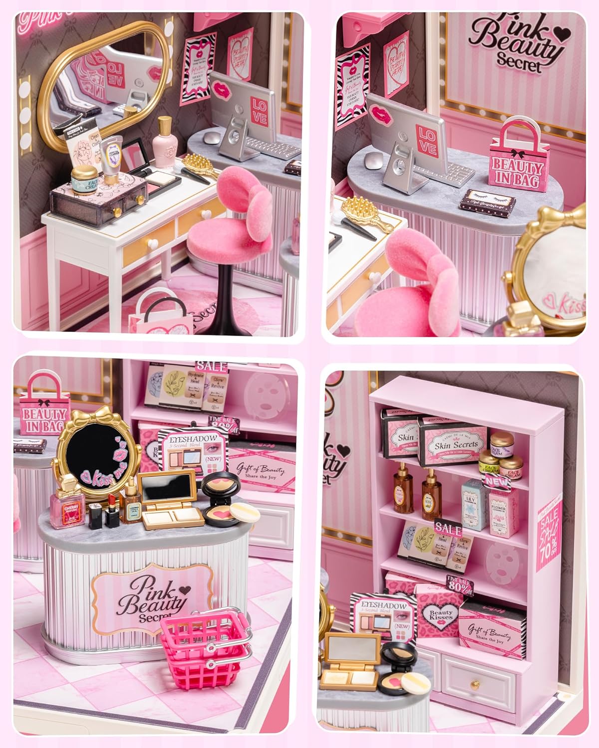 Detalle de Rolife Super Creator Pink Beauty Store — Kit de Maison Miniature à Monter sans Colle