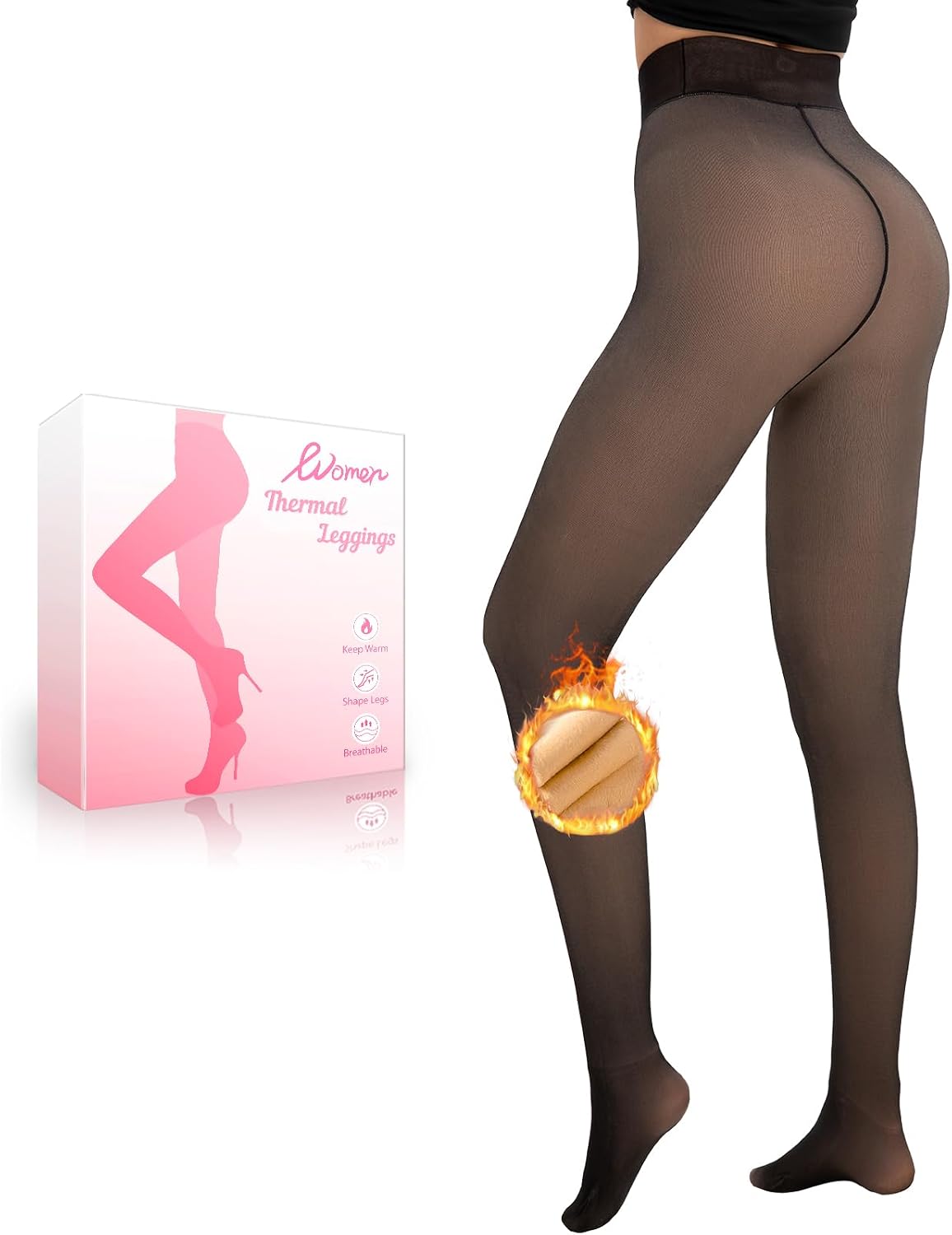 Detalle de HONGTEYA Fleece Lined Thermal Leggings 1 Pair