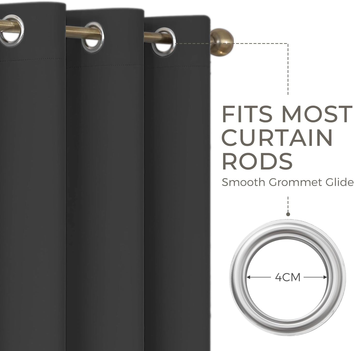 Thumbnail 6 de Runyéla Blackout Curtains for Bedroom Eyelet 52 x 63 Inch (2 Panels) – Black