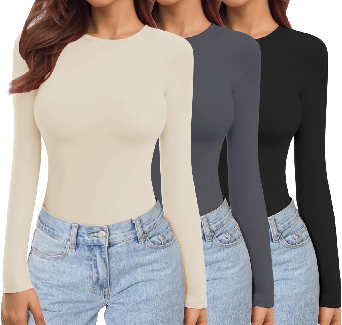 Detalle de Ekouaer Womens Thermal Long Sleeve Tops 3-Pack