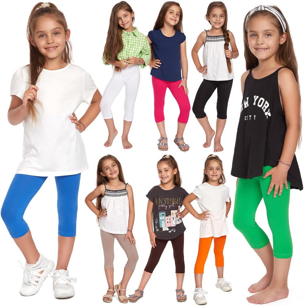 Detalle 2 de SOFTSAIL Girls 3/4 Capri Leggings – Cotton, Breathable and Stretchy for Active Kids