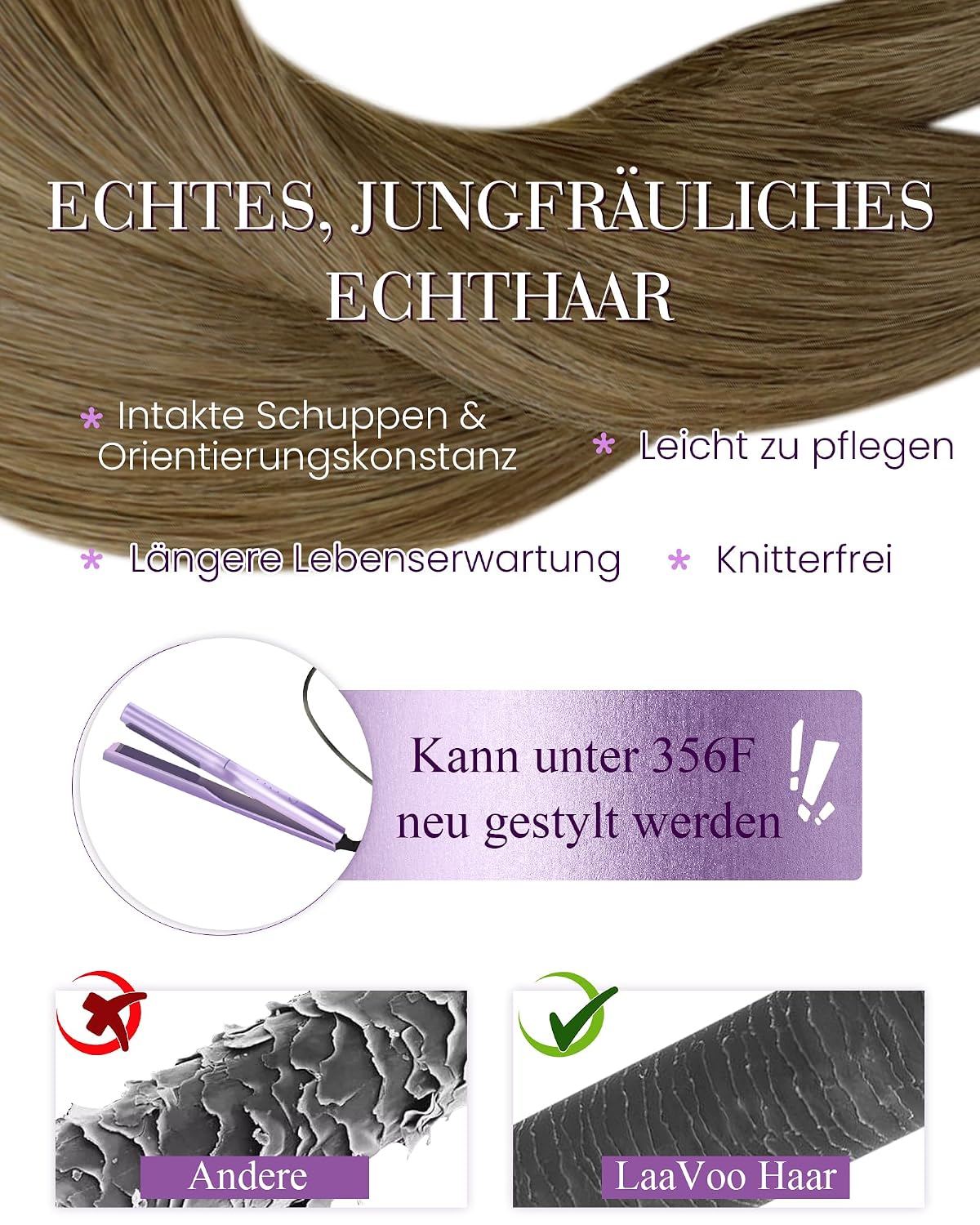 Detalle 2 de LaaVoo Echthaar Bondings U-Tip 50 g