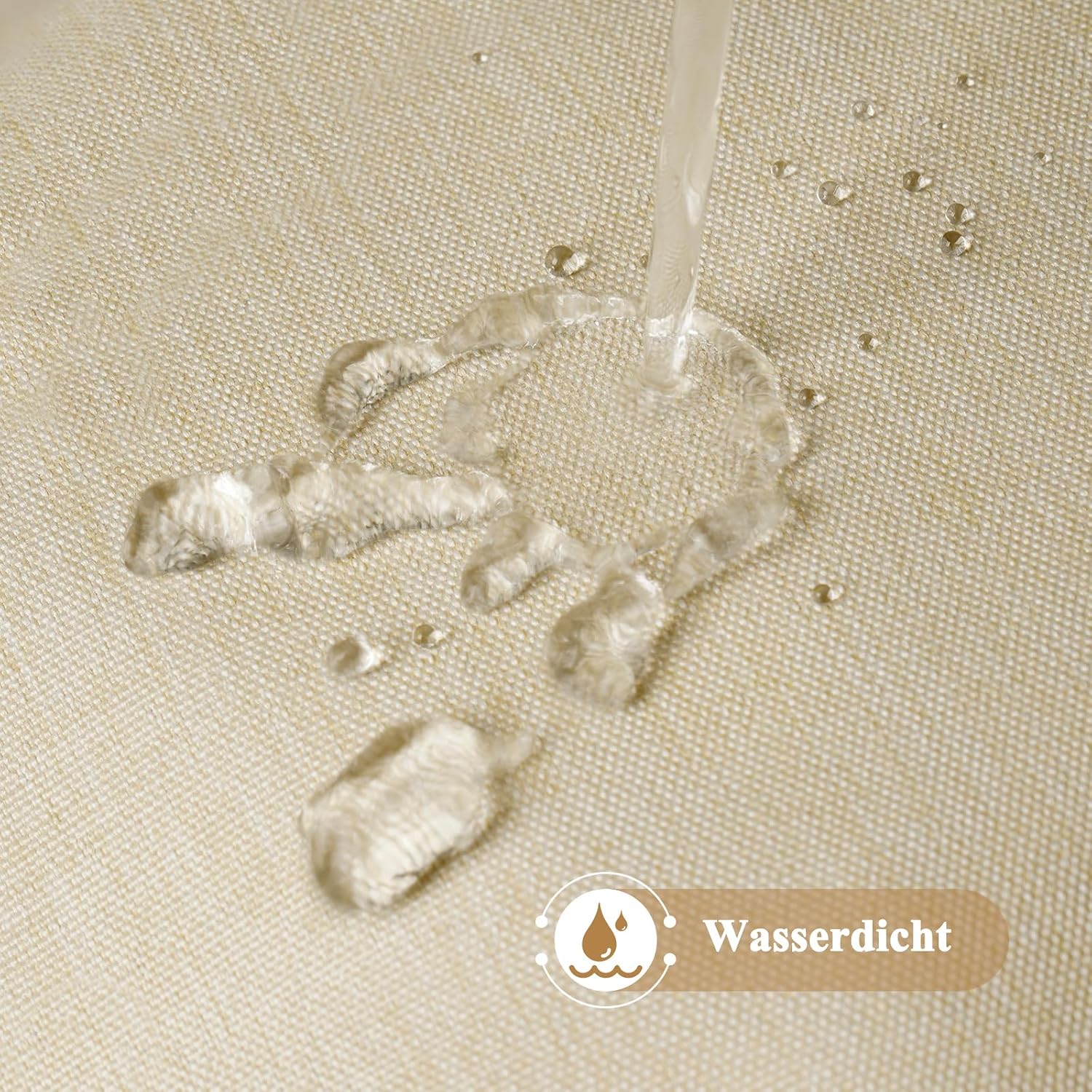 Thumbnail 3 de EurCross rideau de douche en lin texturé 180 x 160 cm beige, tissu polyester lourd imperméable avec 12 anneaux