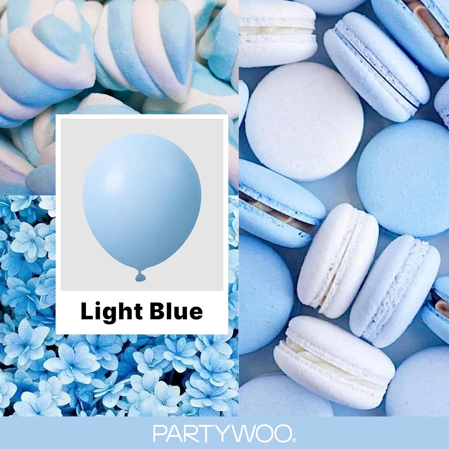 Detalle de PartyWoo Light Blue Latex Balloons 18-Inch