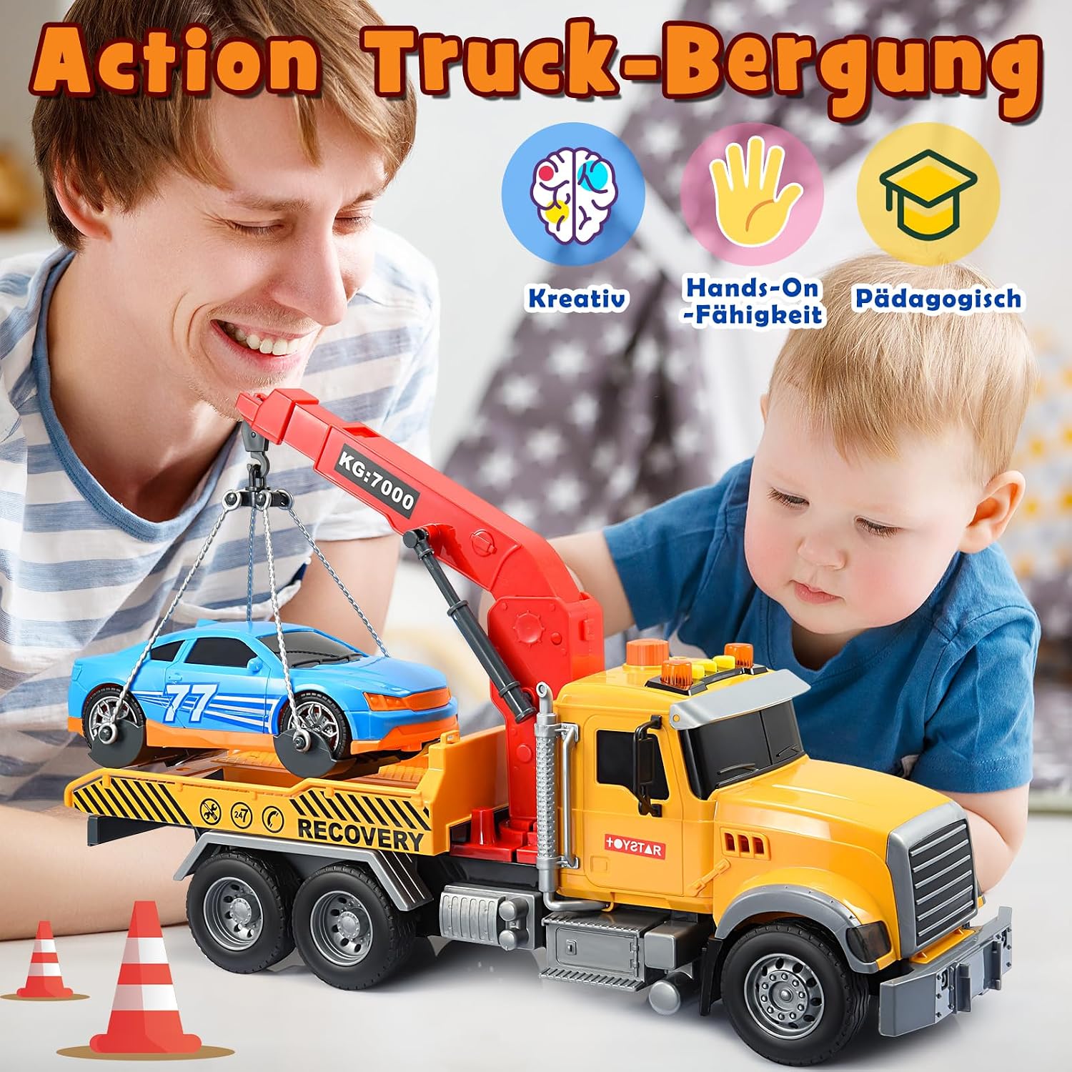 Detalle 2 de EUCOCO Abschleppwagen Spielzeug 1:16 ab 3