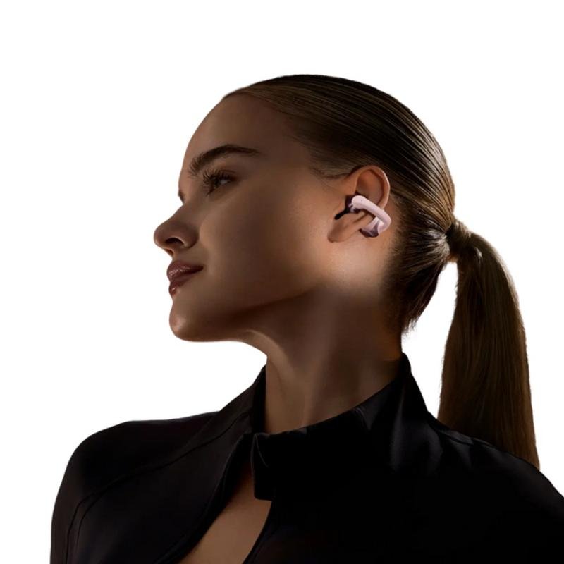 Detalle de Shokz OpenDots ONE: auriculares inalámbricos open-ear (rosa) para diario y deporte, IP54